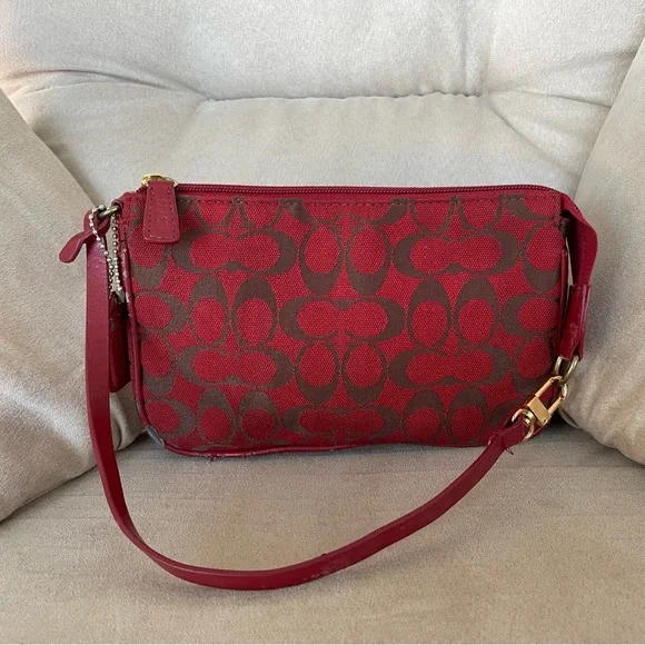 バッグ Coach Signature Accessory Pouch Red COACH Signature Campus Accessory Pouch 6094 Handbag RED Rare